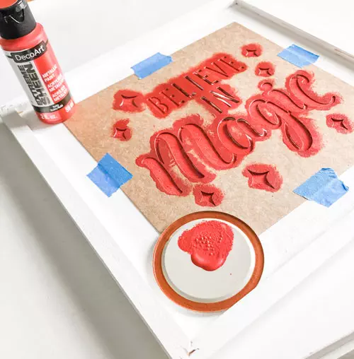 double sided craft room sign | red painting