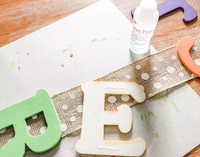 adhering your letters for your vertical garland