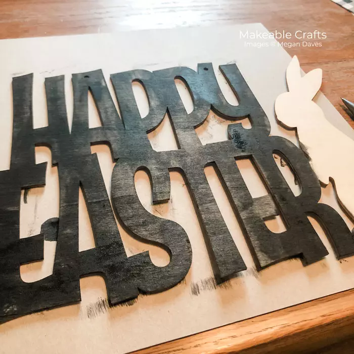 words painted black for farmhouse Easter sign
