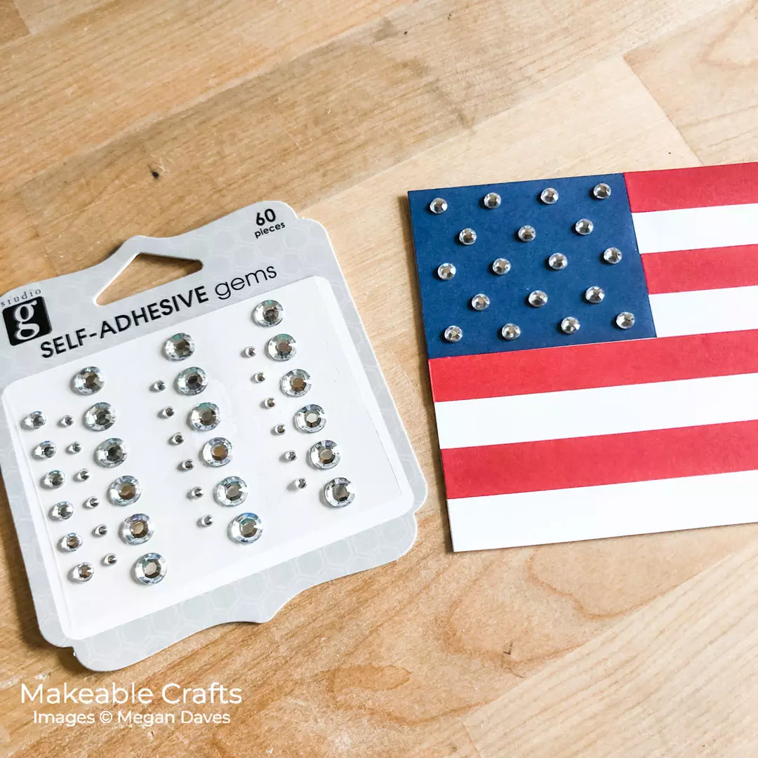 add gems to your paper craft american flag