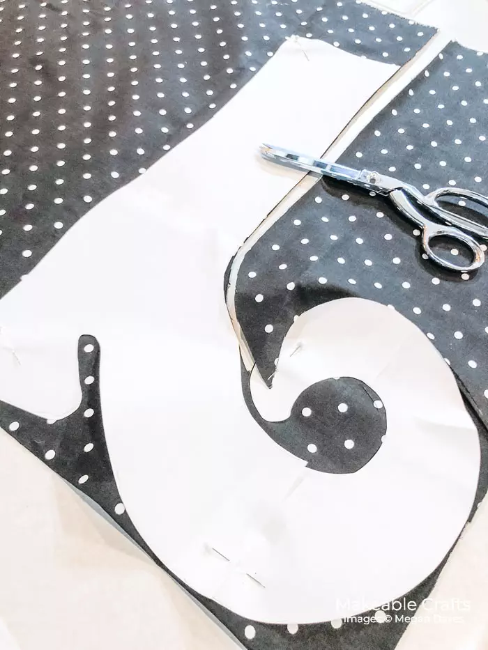 See how to make Halloween door decorations using this black and white polka dot fabric and hand cut pattern