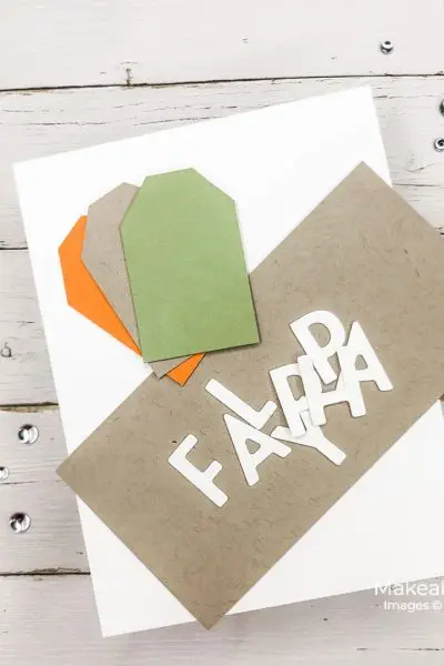 Card stock shapes and die cut letters to be used to make a DIY fall home decor accent sign
