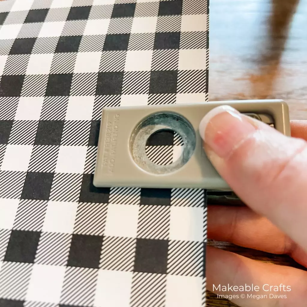 use your half inch hole punch on your patterned paper