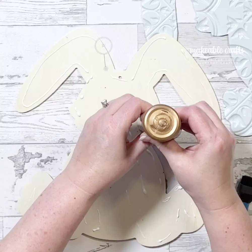 add craft glue to your wood bunny